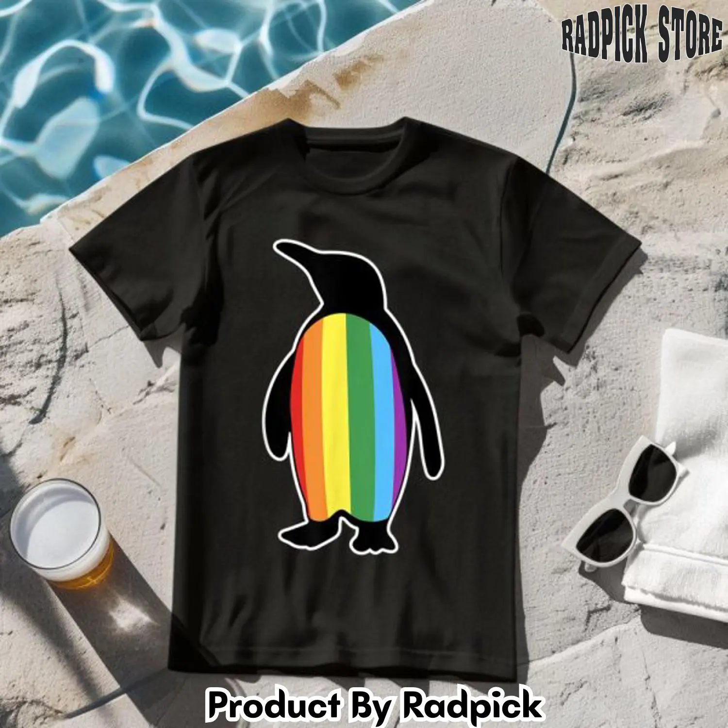 Lgbtq gay pride rainbow flag penguin tshirt rp2638488